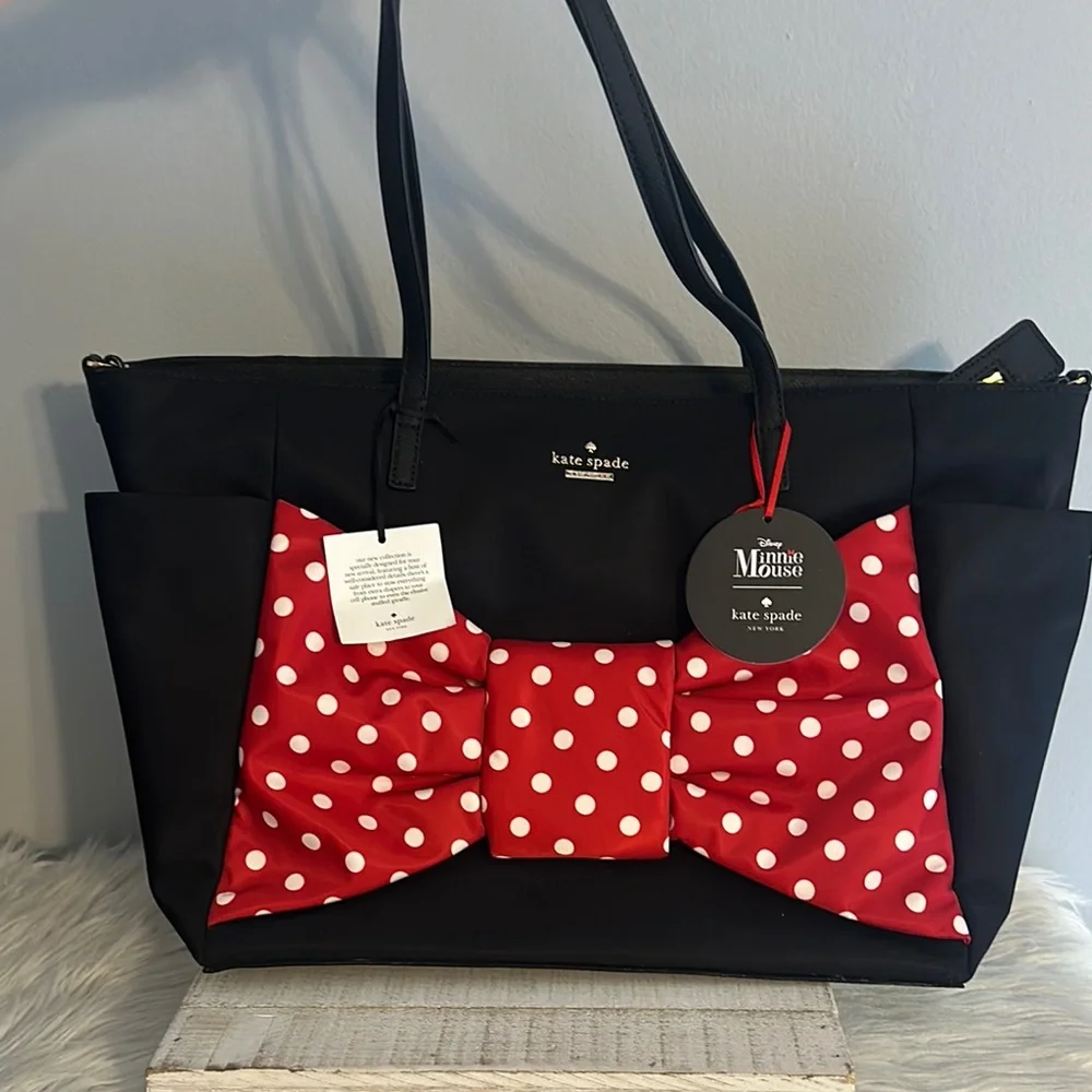 New Kate spade x Disney Minnie Mouse bow diaper bag